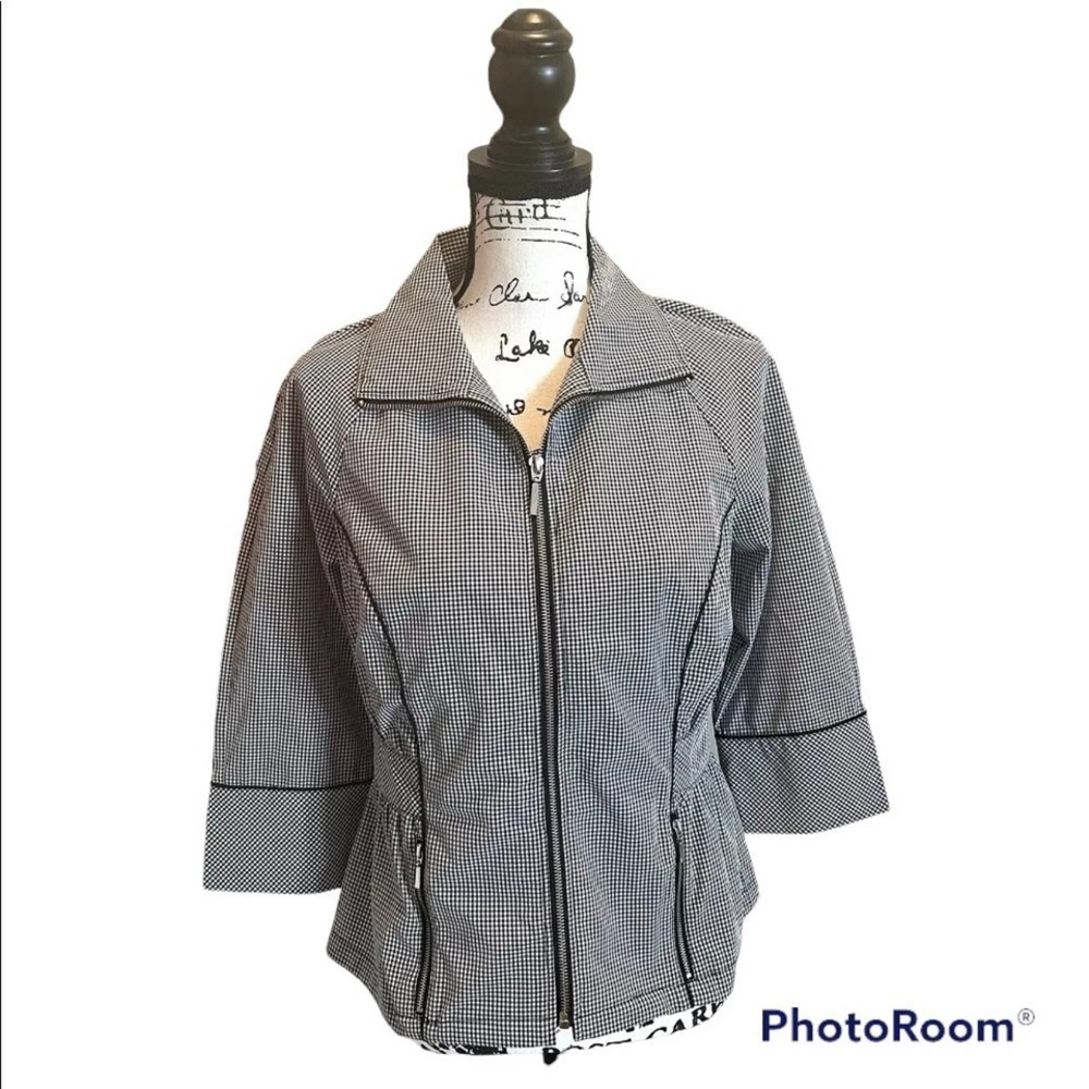 Drapers & Damon Women’s Jacket Black White Size XSP Petite Gingham office